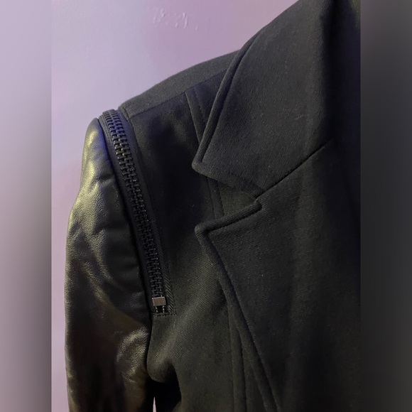 Black Le Chateau blazer with pleather sleeves size M - Picture 5 of 7